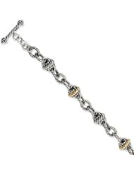 Sterling Silver w/14k Gold 7.5in Link Bracelet