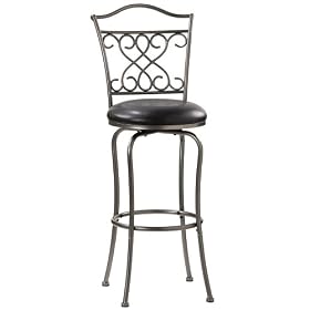 Hillsdale Wayland 24-Inch Swivel Counter Stool, Pewter with Black Vinyl by Hillsdale Furniture