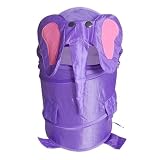 2 x Purple Elephant Foldable Pop Up Laundry Toy Baskets