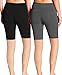 ABUSA Women's Cotton Workout Bike Yoga Shorts - Tummy Control(M,Pack of 2 - Black & Grey)