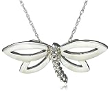 10k White Gold Diamond Dragonfly Pendant (I-J Color, I3 Clarity), 18