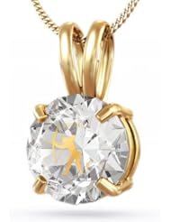 14kt Gold Sagittarius Necklace: Zodiac Necklace with Inscriptions of 24kt Gold on CZ