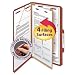 Pressboard Classification Folders, Self Tab, Legal, Four-Section, Red, 10/Box