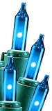 Philips Energy Saving 100 Blue Mini String Lights with Green Wire