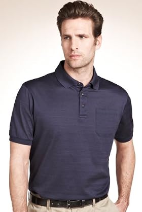 XXXL Blue Harbour Pure Cotton Self Striped Polo Shirt