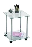 Premier Housewares Side Table 2 Tier with Clear Glass Top and Chrome Frame, 46 x 35 x 35 cm 41Zaj9hqNzL. SL160