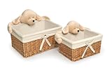 Badger Basket Company Nursery Basket Set with Smile Plush Animal in Natural