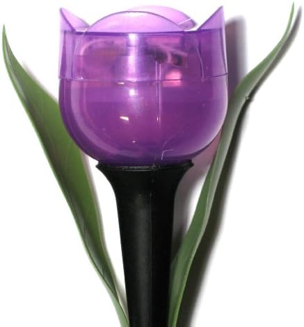 Purple Plastic Solar-Powered Tulip-Shaped Stake Lights, 12"