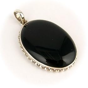 Black Onyx Gemstone Sterling Silver Pendant p448