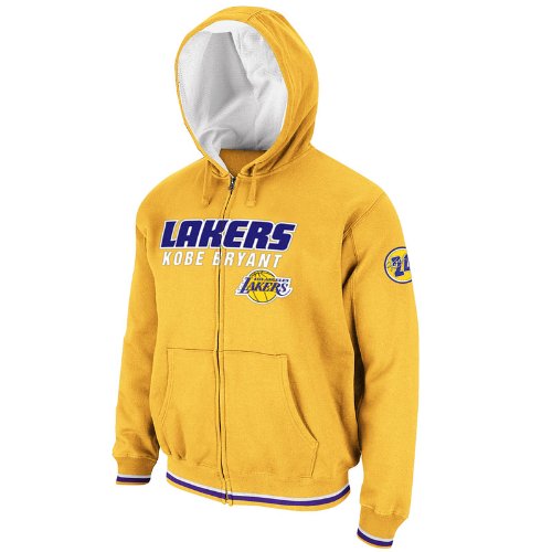 NBA Men's Los Angeles Lakers Kobe Bryant OT Victory Long Sleeve Full-Zip Hooded Fleece, Yellow Gold/Regal Purple/White, X-Large