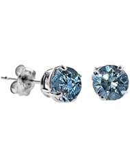 1.50 CT Blue Diamond Stud Earrings 14k Gold