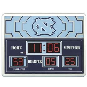 North Carolina Tar Heels NCAA Scoreboard Clock and Thermometer (14x19)