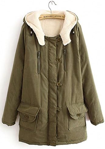 Women's Cotton-padded Coat Hooded Cashmere Wadded Jacket Plus Size X110(Army Green,3X)