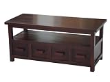 Homescapes Mangat Coffee Table cum TV Unit, 100% Mango Wood Furniture, Walnut Shade. 110 x 50 x 50 cm
