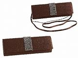 Brown Satin clutch with stones design