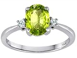 1.24 cttw Tommaso Design(tm) Genuine 8x6mm Oval Peridot Diamond Engagement Ring