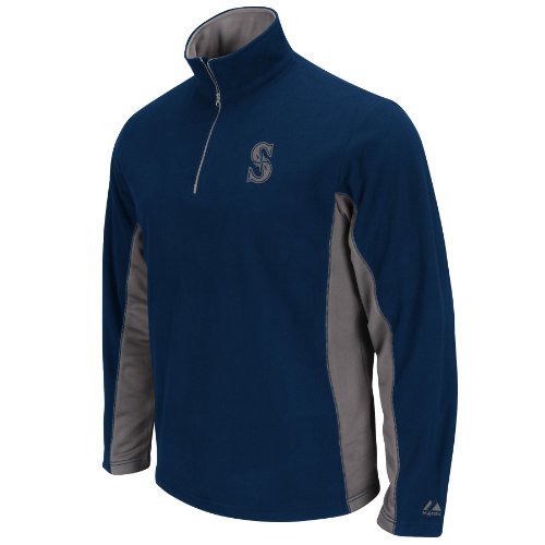 MLB Men's Seattle Mariners Fast Athletic Long Sleeve 1/4 Zip Micro Chiller Fleece, Athletic Navy/Storm Gray, XX-Large