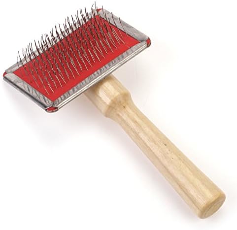 Wonpet Pet Slicker Brush with Wooden Handle Cat Dog Dense Gilling Hair Shedding Grooming Size S