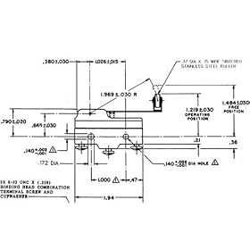 Micro Switch BZ-2RW27-A2 Basic Switch with Right Angle Roller Actuator by Micro
