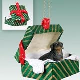 Black Dachshund Christmas Ornament Hanging Gift Box