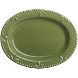 Signature Housewares Sorrento Collection 14-Inch Oval Serving Platter, Green Antiqued Finish
