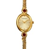 Women's Red Cubic Zirconium Gold Tone PVD Stainless Steel