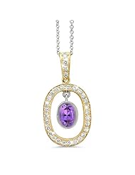Twin Oval Shaped Vintage Diamond Pendant In 18K Yellow Gold With A 0.85 ct. Genuine amethyst Center Stone.