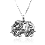 Sterling Silver Elephant Pendant, 18"
