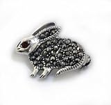 Cute Marcasite Bunny RABBIT Sterling Silver Brooch Pin - B00023JQXC