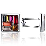 Forzieri Multicolor Swarovski Crystal Silver Plated Cufflinks