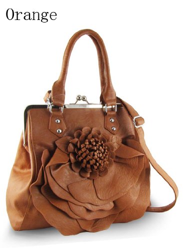New York style. Super soft leather-like flower bag. Silver toned hardware.