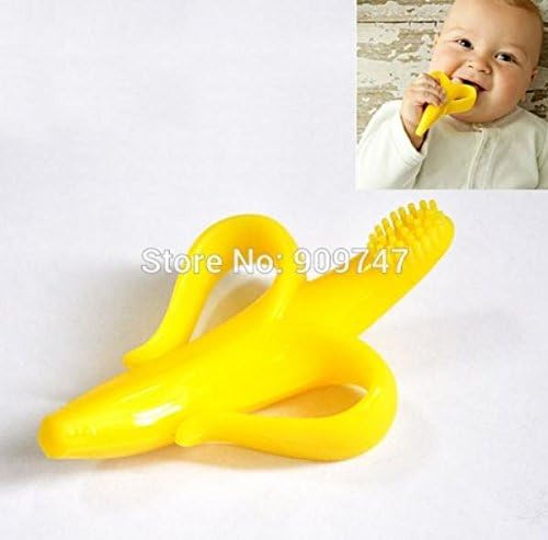 New Soft Toothbrush Training Teething Banana Brush for Baby Kids Toddler Infant (Yellow)