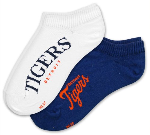 MLB Detroit Tigers Women's No-Show Socks (2 Pack), Medium