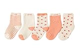 ベビーソックス 子供靴下 綿 厚手 秋冬 可愛い 男の子 女の子 星 月 5ペア オレンジ （1-3歳）