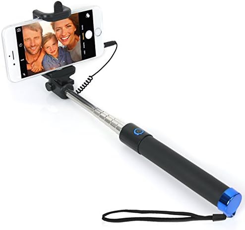 Selfie Stick Extendable Supreme All in One Wire Selfie Stick for iPhone 6, iPhone 5S, Samsung Galaxy S6 S5, Android (Blue)