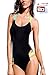 Yonala Color Halter Neck One Piece Monokinis Swimsuit Bathing Suit, Black XL