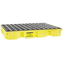 Eagle 1632 Yellow and Black Polyethylene Two Drum Modular Platform with Flat Top Grating, 5000 lbs Load Capacity, 18" Length, 43" Width, 44" Height
