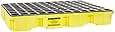 Eagle 1632 Yellow and Black Polyethylene Two Drum Modular Platform with Flat Top Grating, 5000 lbs Load Capacity, 18" Length, 43" Width, 44" Height