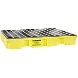 Eagle 1632 Yellow and Black Polyethylene Two Drum Modular Platform with Flat Top Grating, 5000 lbs Load Capacity, 18" Length, 43" Width, 44" Height