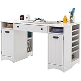 South Shore Artwork Craft Table with Storage, Pure White