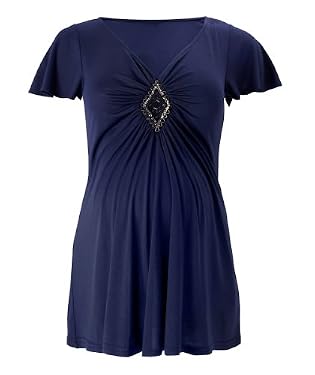 Maternity Navy Beaded Sparkle Top