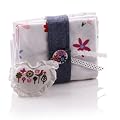 Minene Pure Cotton Burp Cloths (White Flowers, Set of 3)