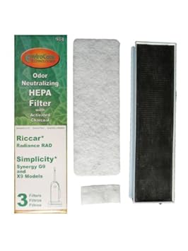   (4 Sets) Riccar Radiance Simplicity Synergy HEPA w/activated Charcoal G9 X9 HEPA Vacuum Filter, Household, Synergy Vacumm Cleaners, RF9U-1, SF9U-1, S-Class HEPA filter, S-Class HEPA Plus filter.