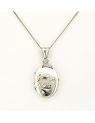14K White Gold Oval Locket