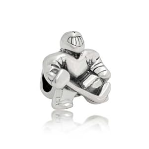 Bling Jewelry 925 Silver Ice Hockey Player Goalie Bead Sports Charm Fits Pandora
