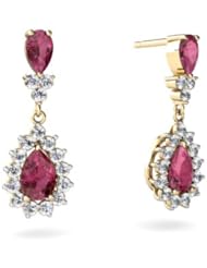 Genuine Pink Tourmaline 14kt Yellow Gold Dangle Drop Earrings