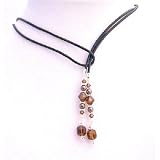 N420 Lariat Jewelry Neckalce w/ Genuine Swarovski Brown Peach Smoked Topaz Cube Crystals Lariat Necklace
