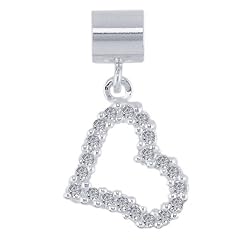 FROLIC Sterling Silver Crystal Open Heart Charm