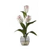 Tulips Liquid Illusion Silk Plant - White Pink - B001DQB20M