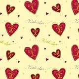 Love Heart Gift Wrapping Paper with Gift Tags - Pack of 2